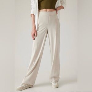 Athleta Brooklyn Heights High Rise Wide Leg Trouser Pants Size 8 Beige Tan